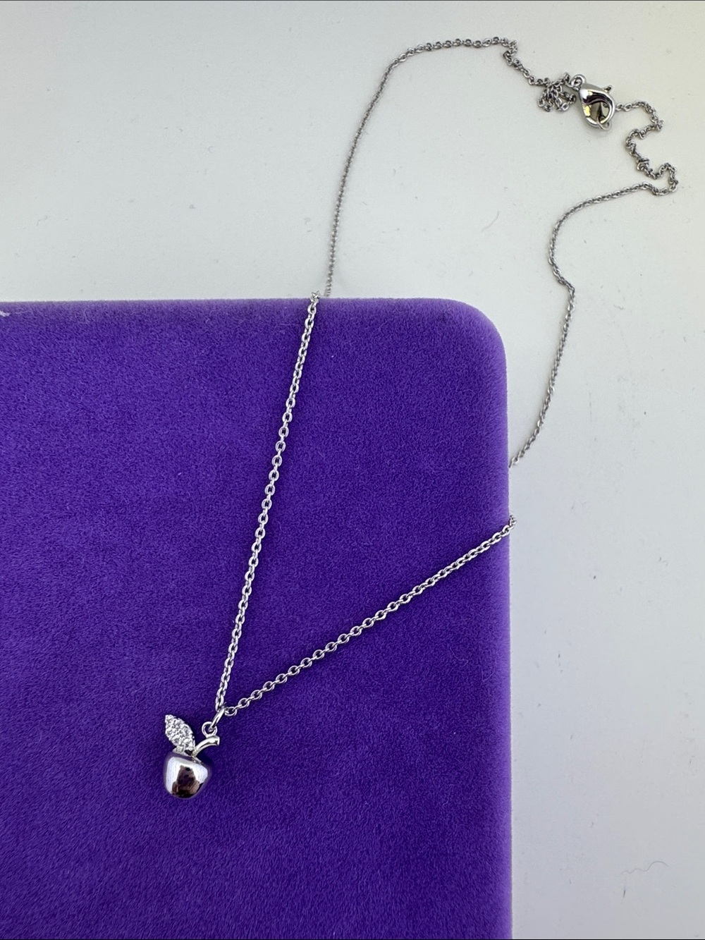 💛 Classic Silver Tone CZ Apple Pendant Necklace | Teachers Pet